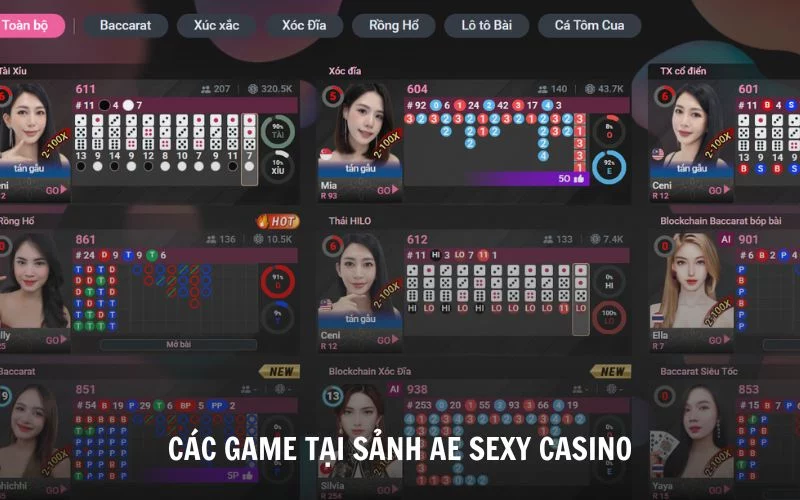Khám phá các tựa game tại sảnh AE Sexy