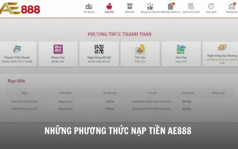 Nạp Tiền AE888 Đa Phương Thức - Hướng Dẫn Chi Tiết Những phương thức nạp tiền AE888 an toàn cho người chơi